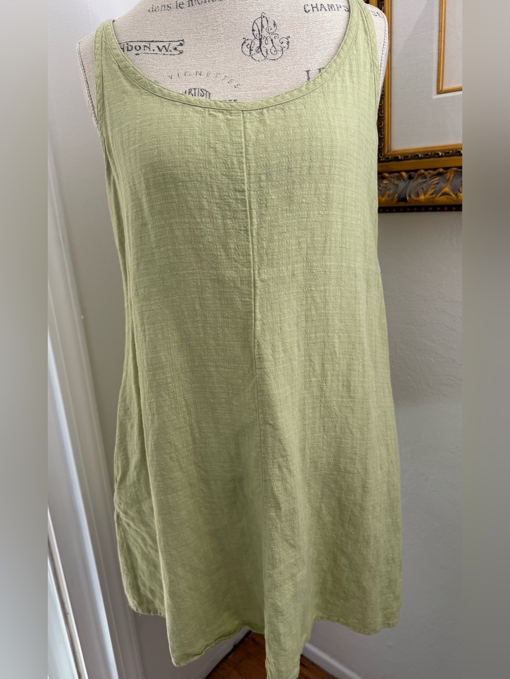 Eileen Fisher Organic Linen Sleeveless Shift Dress Green Size Medium
